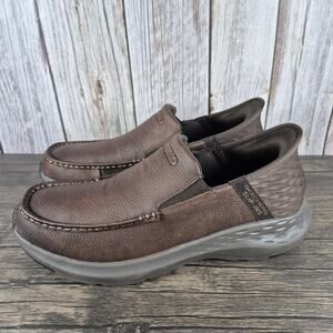 Skechers Slip Ins Arch MF Parson Leather Shoes 204866 Men's Sz 8 Red Brown (VGC)